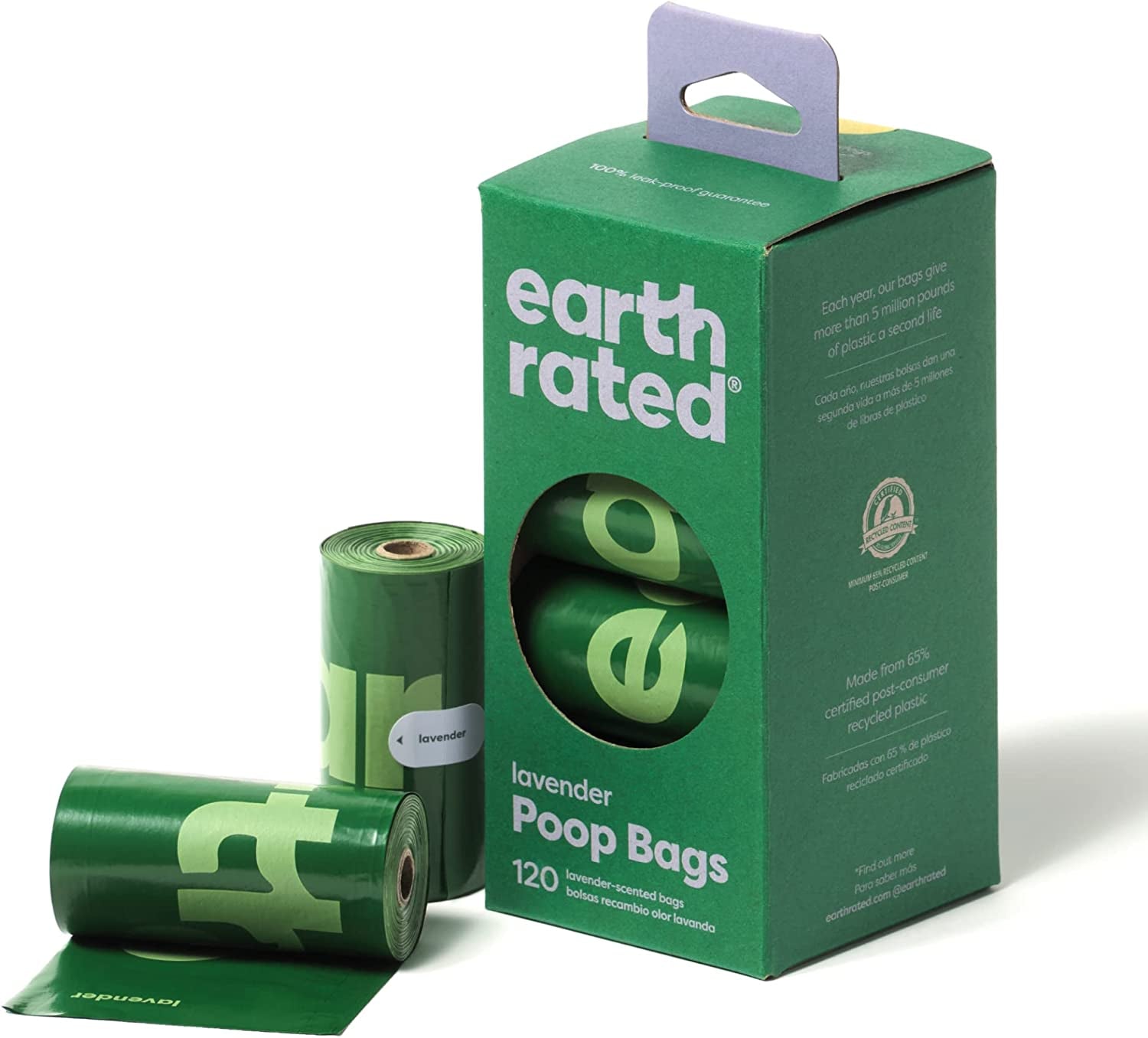 Dog Poop Bags, Guaranteed Leak Proof and Extra Thick Waste Bag Refill Rolls for Dogs, Lavender Scented, 120 Count