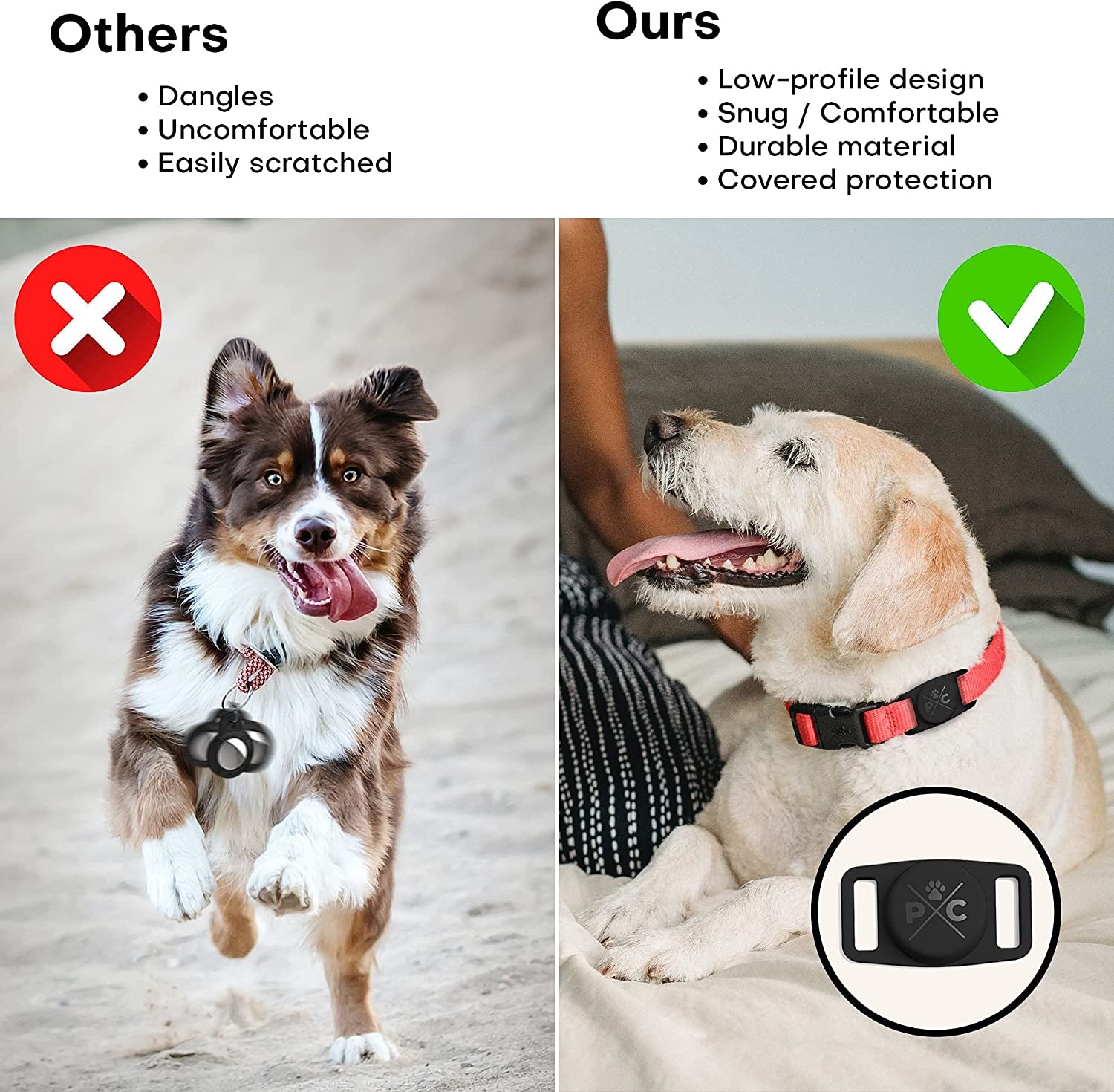 Airtag Dog Collar | Durable & Protective Dog Airtag Holder - Track Your Pet Using Apple Airtag Technology - Dog Collar Airtag Holder -For Dogs and Cats