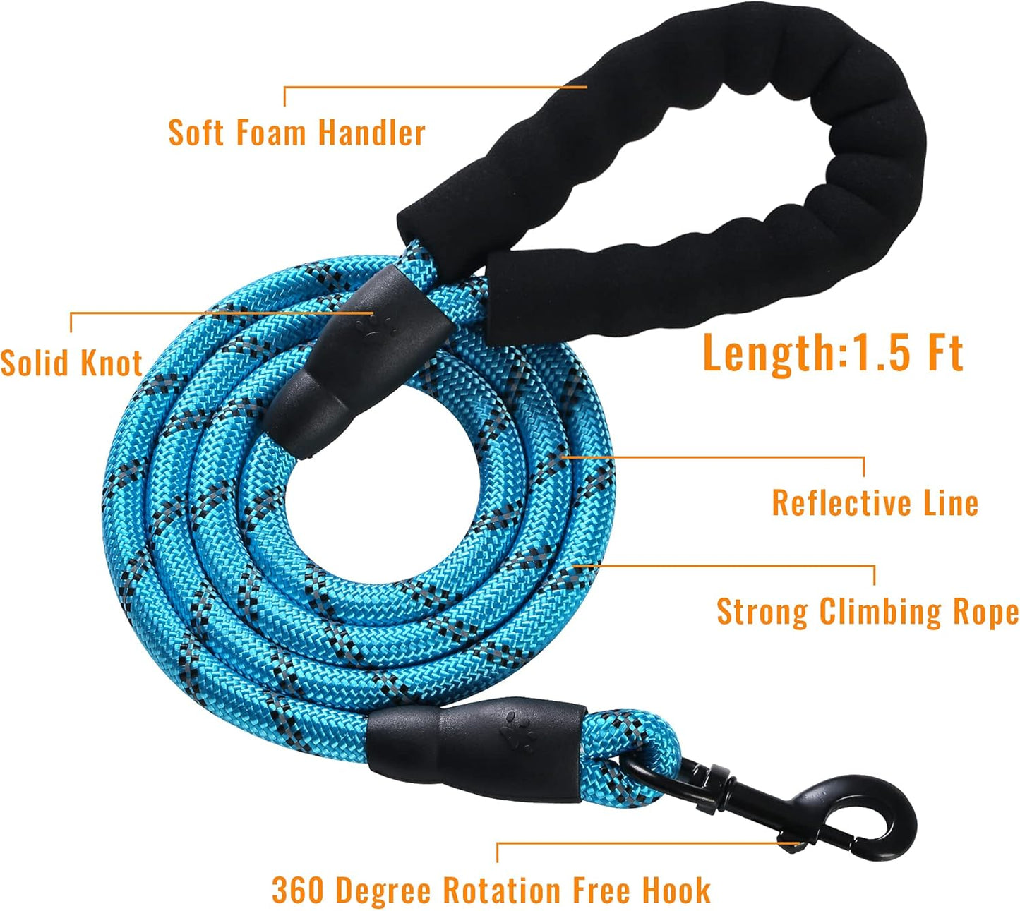 Airtag Dog Collar with Holder Case 1.5 Ft Heavy Duty Reflective Leash Soft Breathable Padding and Cat Air Tag GPS for Small Medium Large Dog(Blue M)