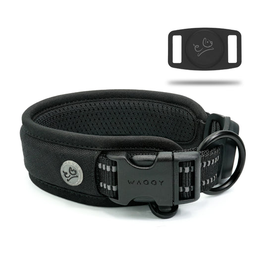 Dog Collar W/ Apple Airtag Holder - Air Mesh Padding - 3M Reflective Stitching