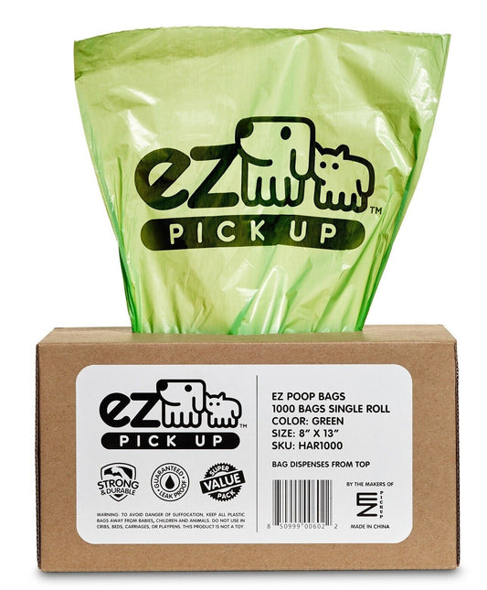 1000Ct Green Dog Pickup Poop Bags, Dog Walking, Puppy Training Poopy Waste Bag